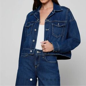 L'AGENCE Vianney Jeans Denim Jacket in rampart Dark Blue size Small